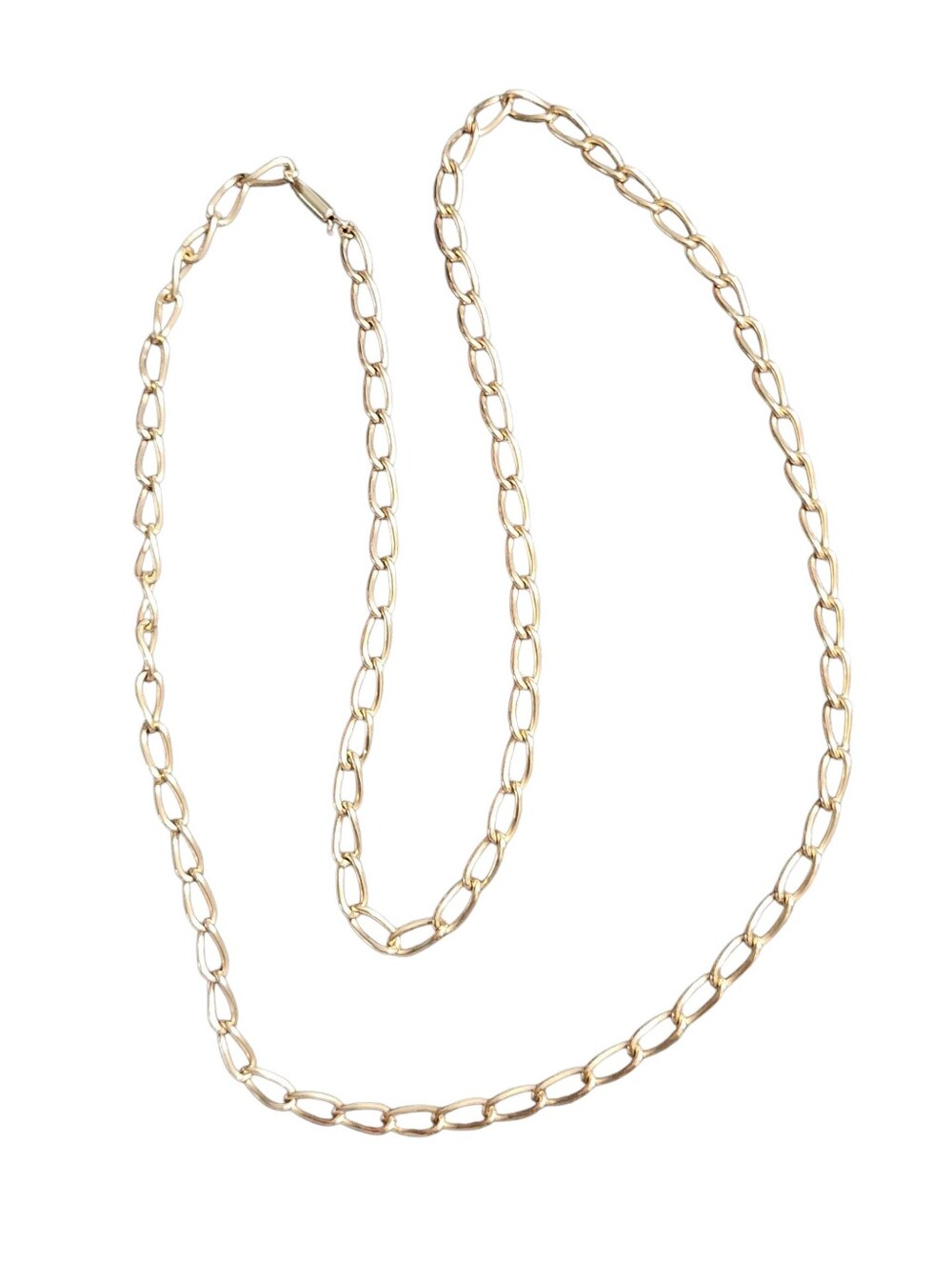 Vintage Signed Krementz 14K Gold Overlay Open Link Necklace 30" Opera Length